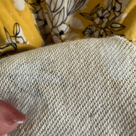 WOOLOVERS | Yellow Floral Funnel Neck French Terry Tunic | Size Extra Large - Picture 6 of 6